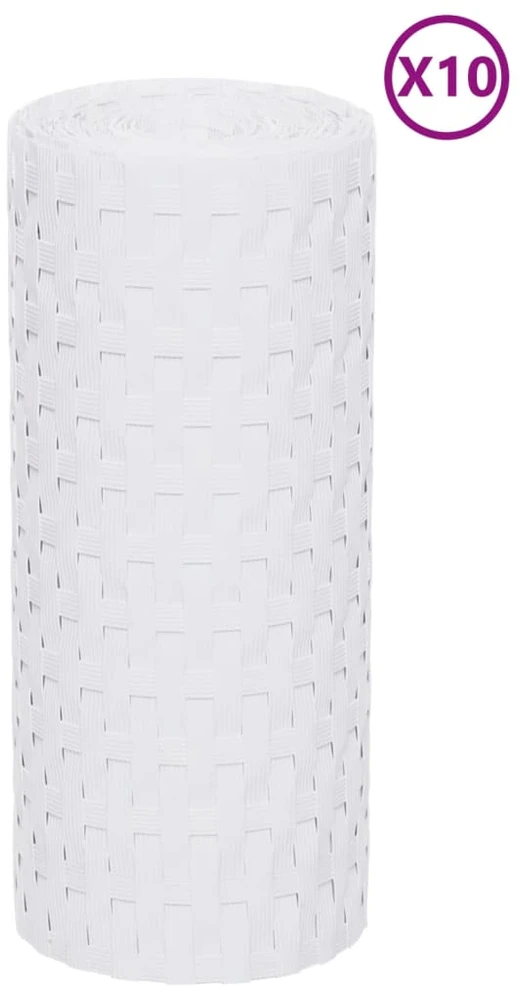 Balkono pertvaros, 10vnt., baltos, 255x19cm, poliratanas