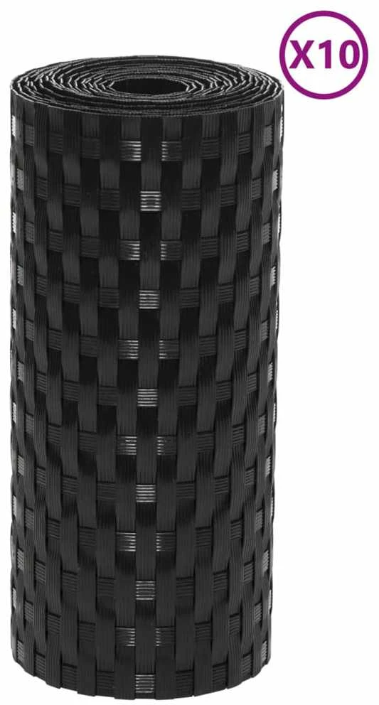 Balkono pertvaros, 10vnt., juodos, 255x19cm, poliratanas