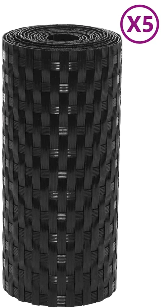 Balkono pertvaros, 5vnt., juodos spalvos, 255x19cm, poliratanas