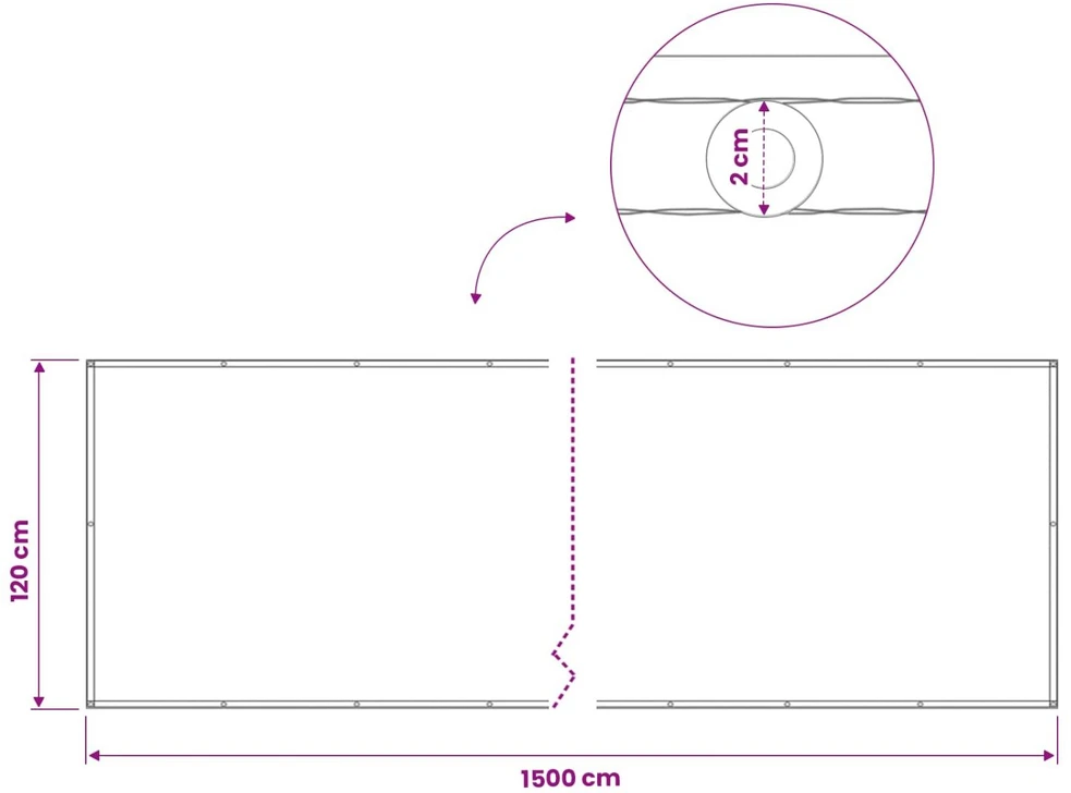 Balkono privatumo ekranas 1,2 x 15 m Audinys su PU danga Juoda