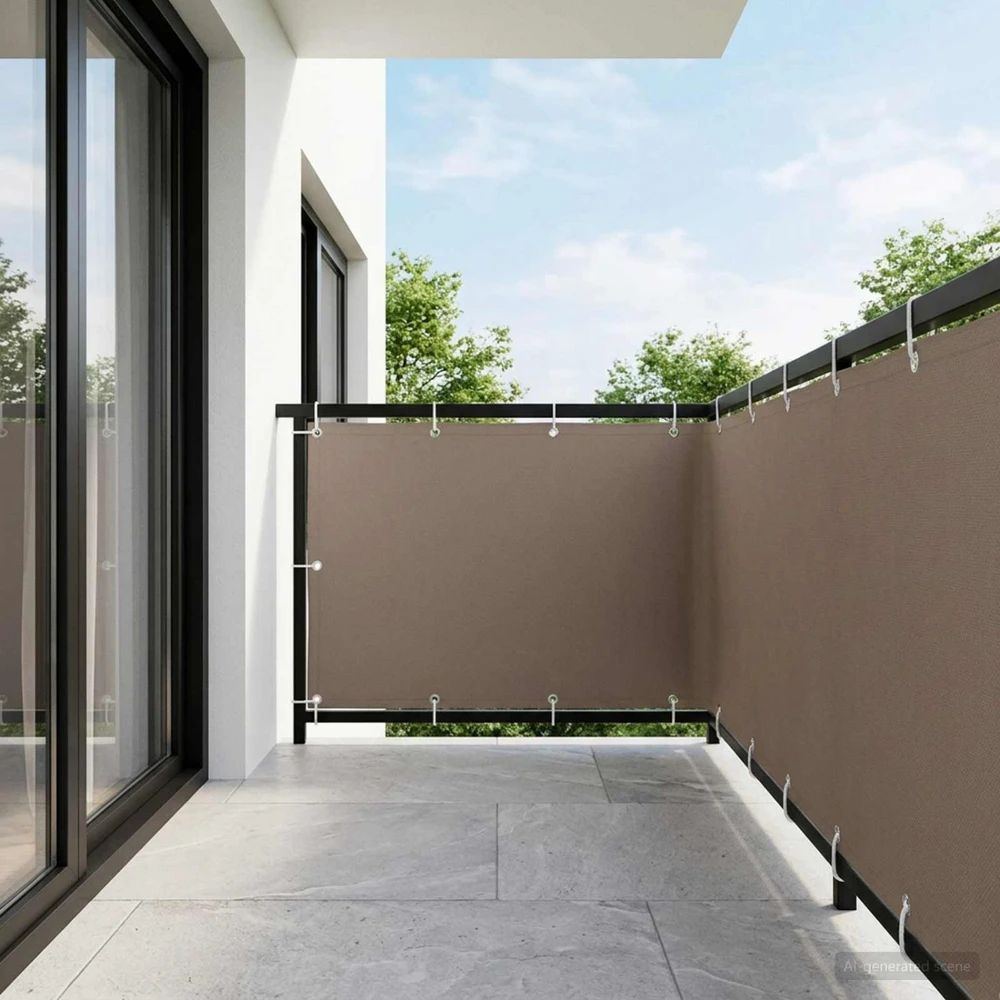 Balkono privatumo ekranas 1,2 x 15 m Audinys su PU danga Taupe