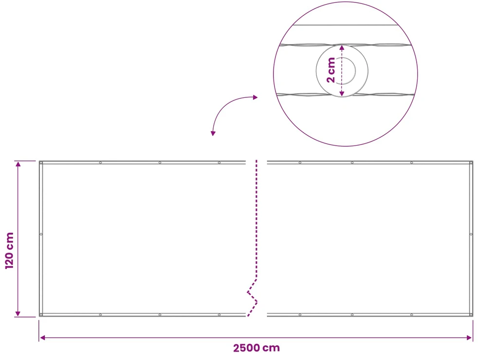 Balkono privatumo ekranas 1,2 x 25 m Audinys su PU danga