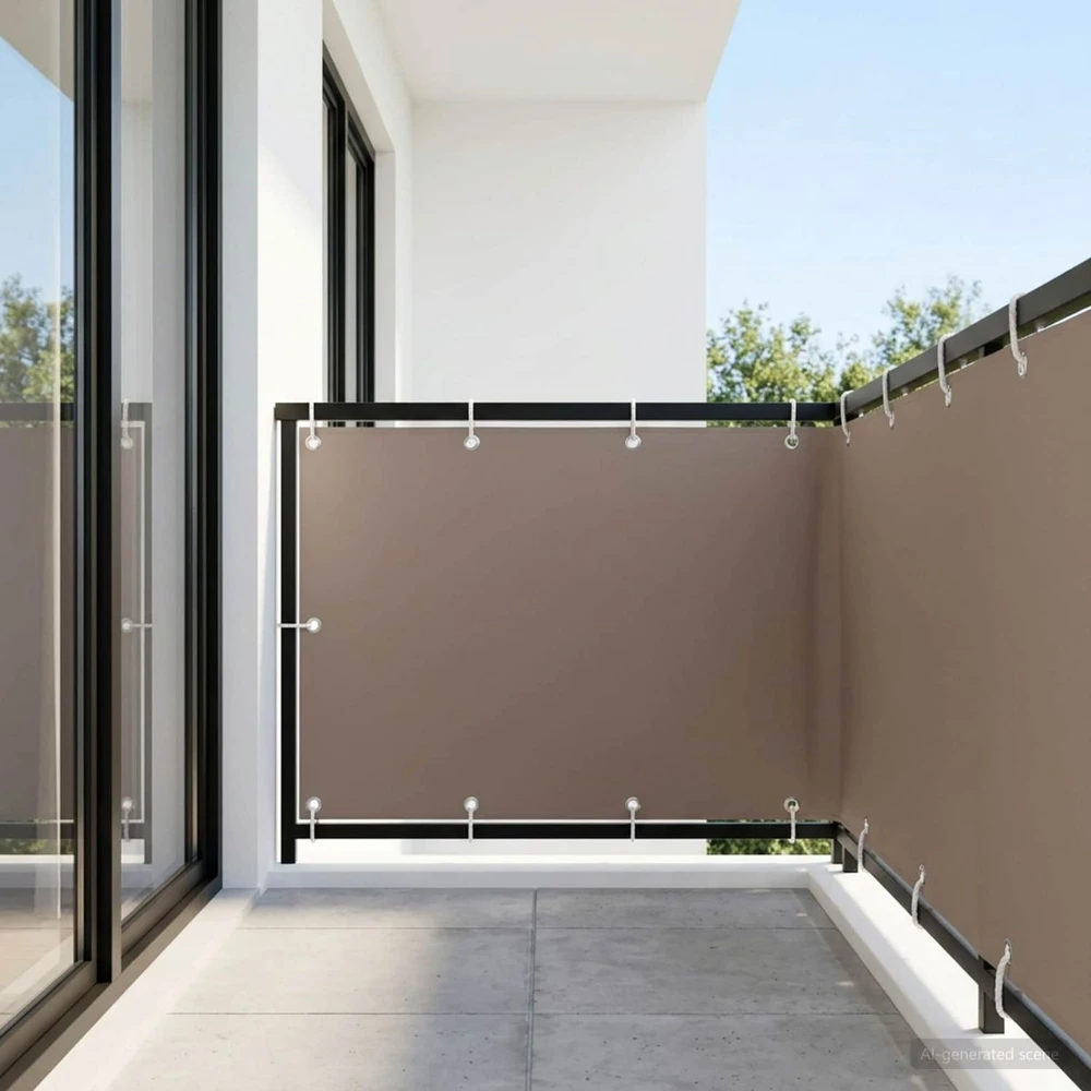 Balkono privatumo ekranas 1,5 x 15 m Audinys su PU danga Taupe