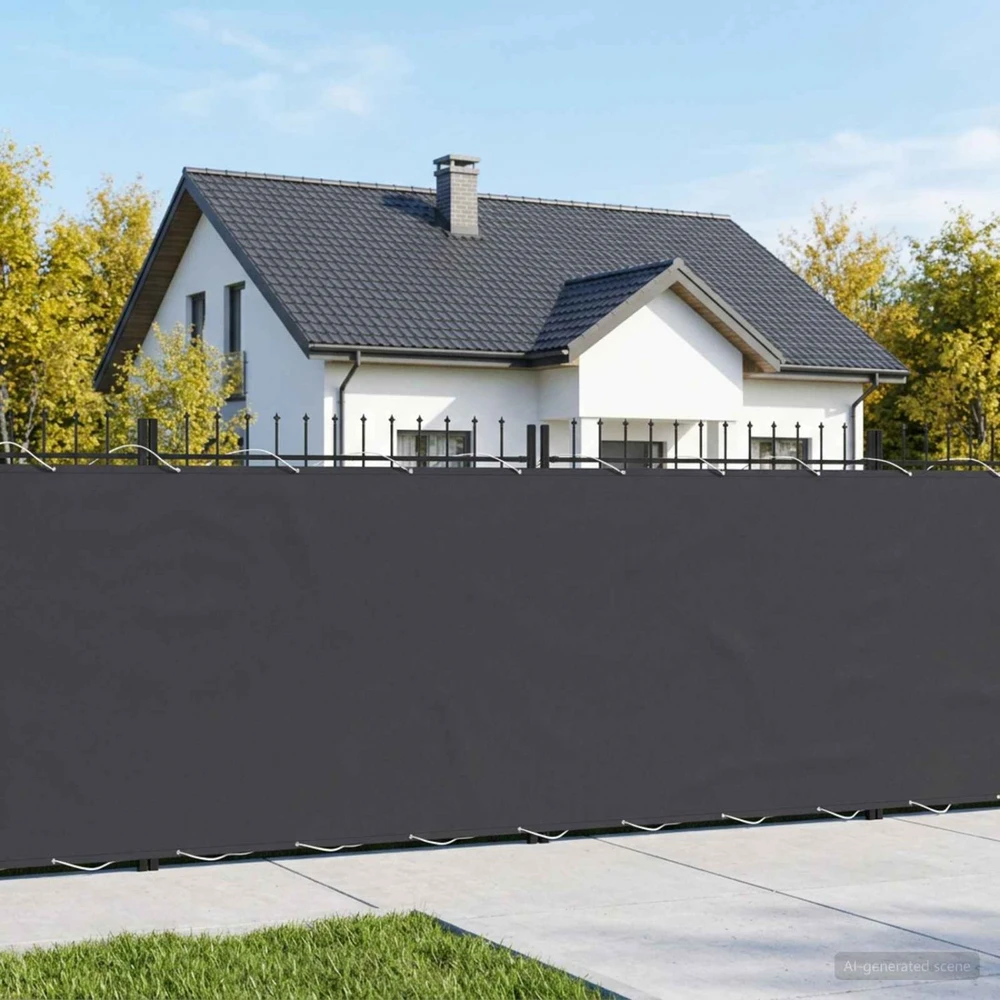 Balkono uždanga 1,5 x 15 m Audinys su PU danga Juoda