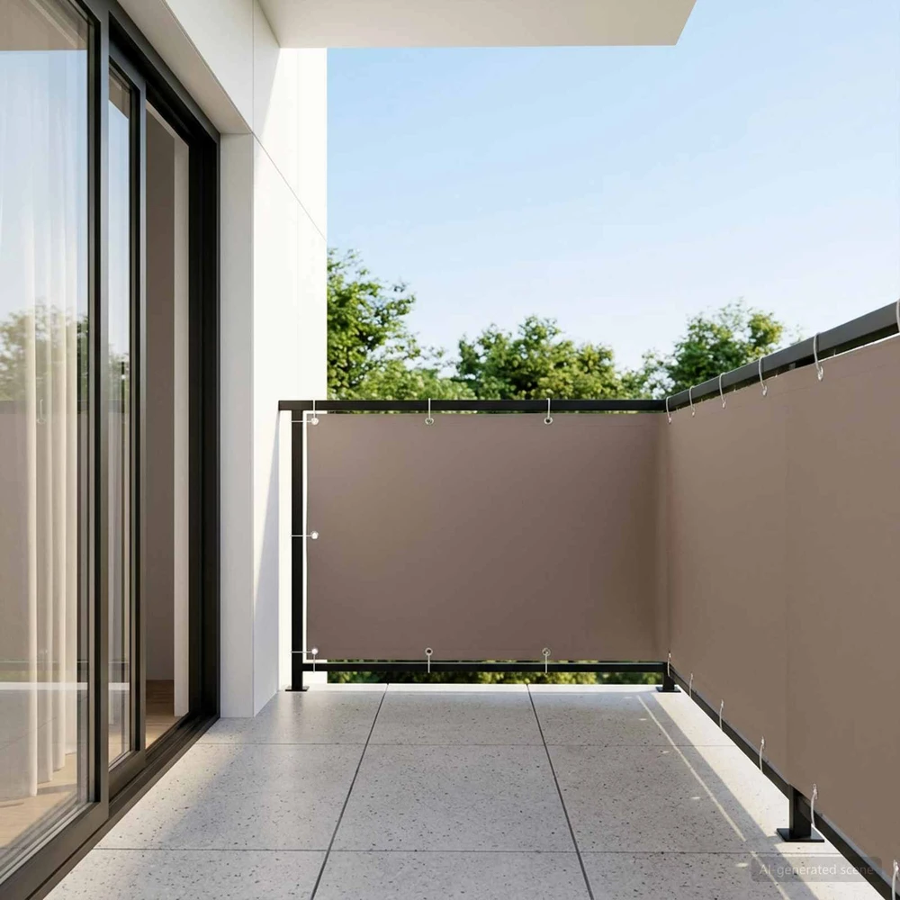 Balkono privatumo ekranas 1,5 x 25 m Audinys su PU danga Taupe