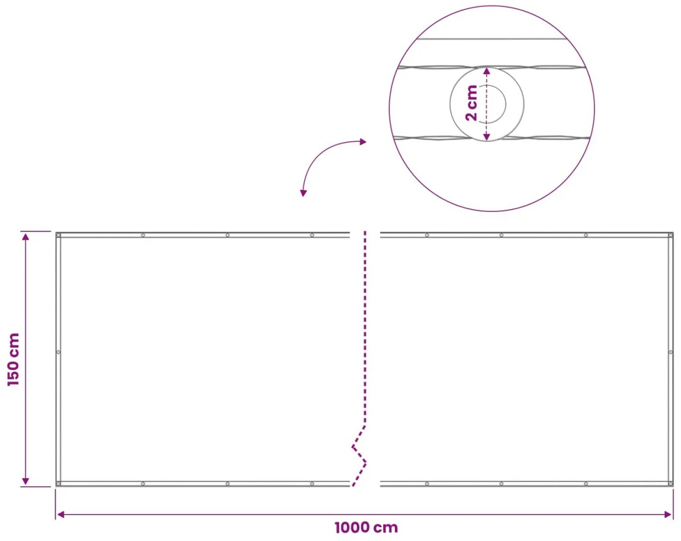 Balkono privatumo ekranas 150 x 1000 cm Audinys su PU danga