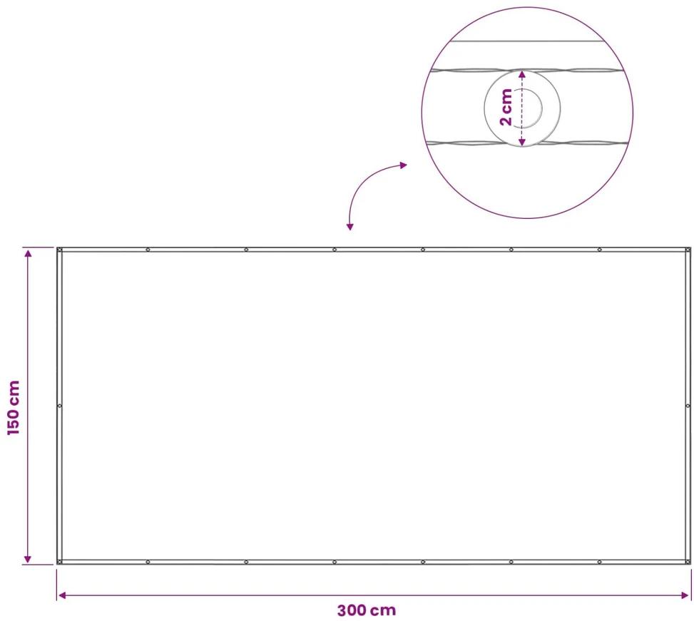 Balkono privatumo ekranas 150 x 300 cm Audinys su PU danga