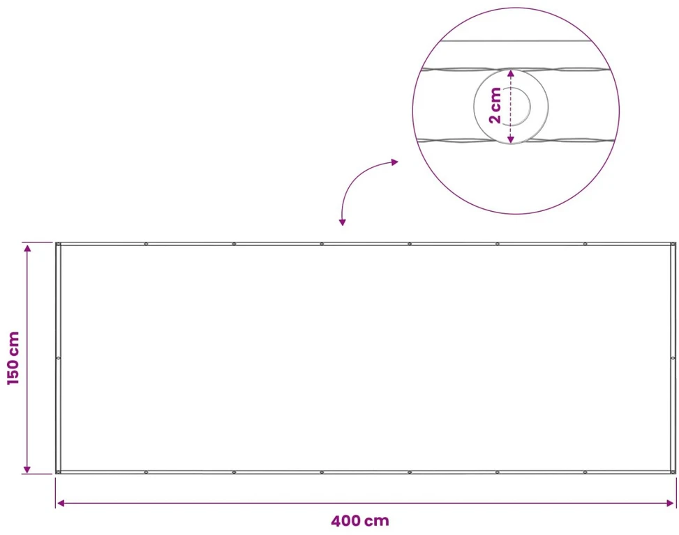 Balkono privatumo ekranas 150 x 400 cm Audinys su PU danga