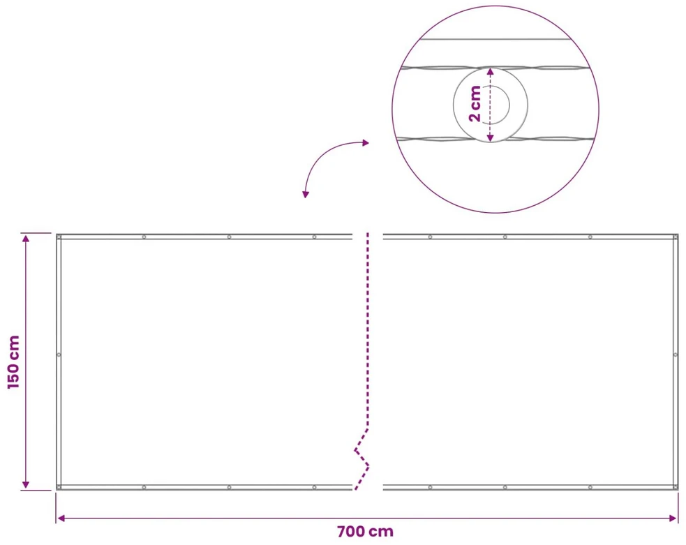 Balkono privatumo ekranas 150 x 700 cm Audinys su PU danga