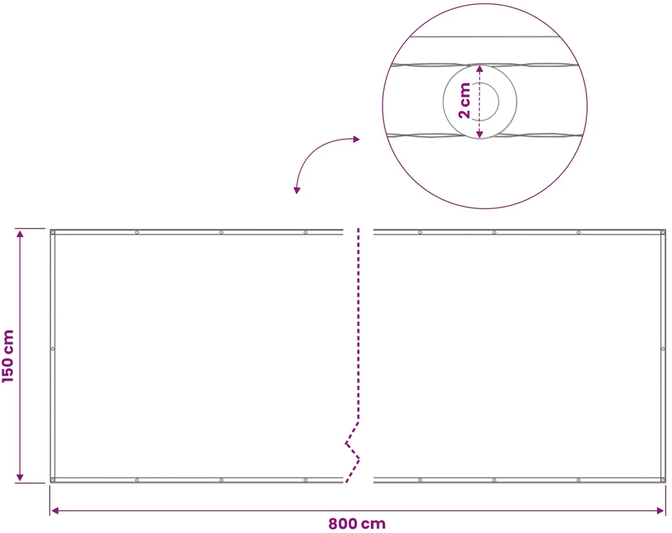 Balkono privatumo ekranas 150 x 800 cm Audinys su PU danga