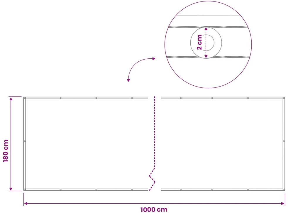 Balkono privatumo ekranas 180 x 1000 cm Audinys su PU danga
