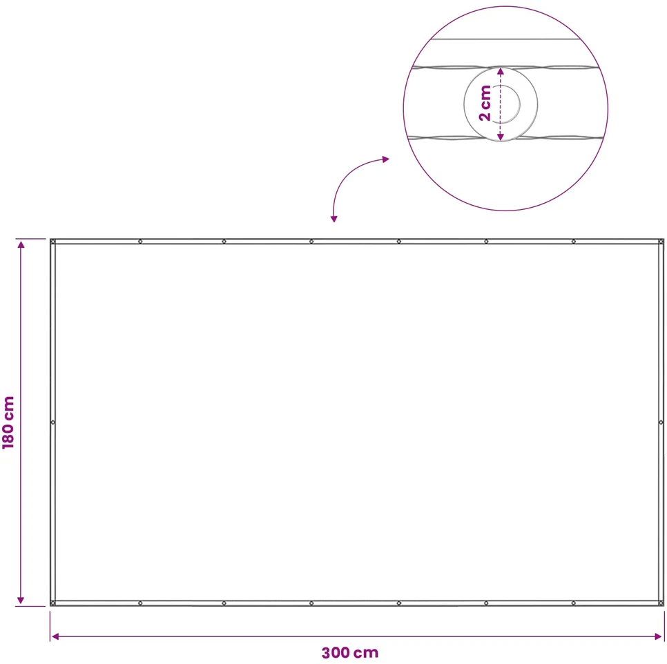 Balkono privatumo ekranas 180 x 300 cm Audinys su PU danga