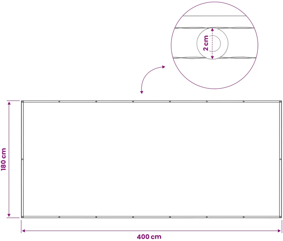 Balkono privatumo ekranas 180 x 400 cm Audinys su PU danga