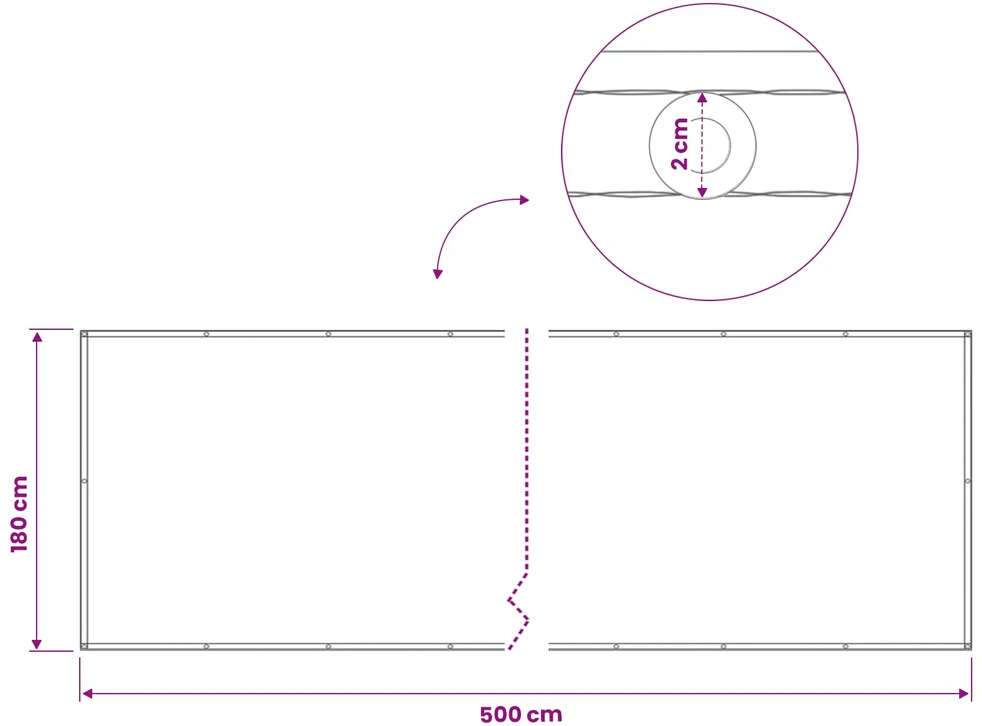 Balkono privatumo ekranas 180 x 500 cm Audinys su PU danga
