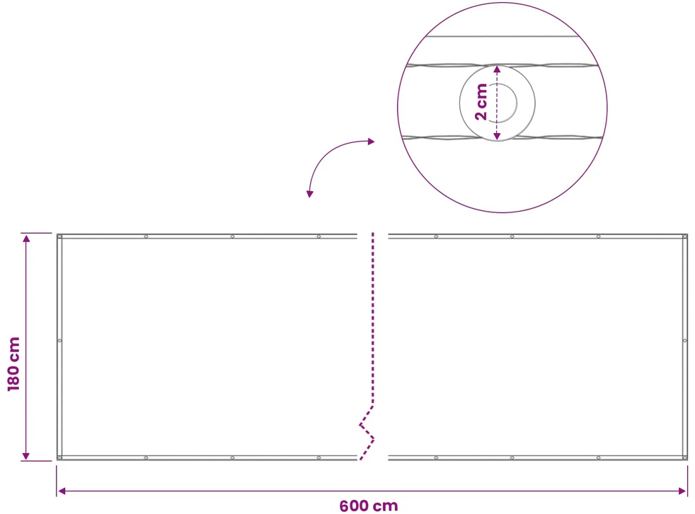 Balkono privatumo ekranas 180 x 600 cm Audinys su PU danga