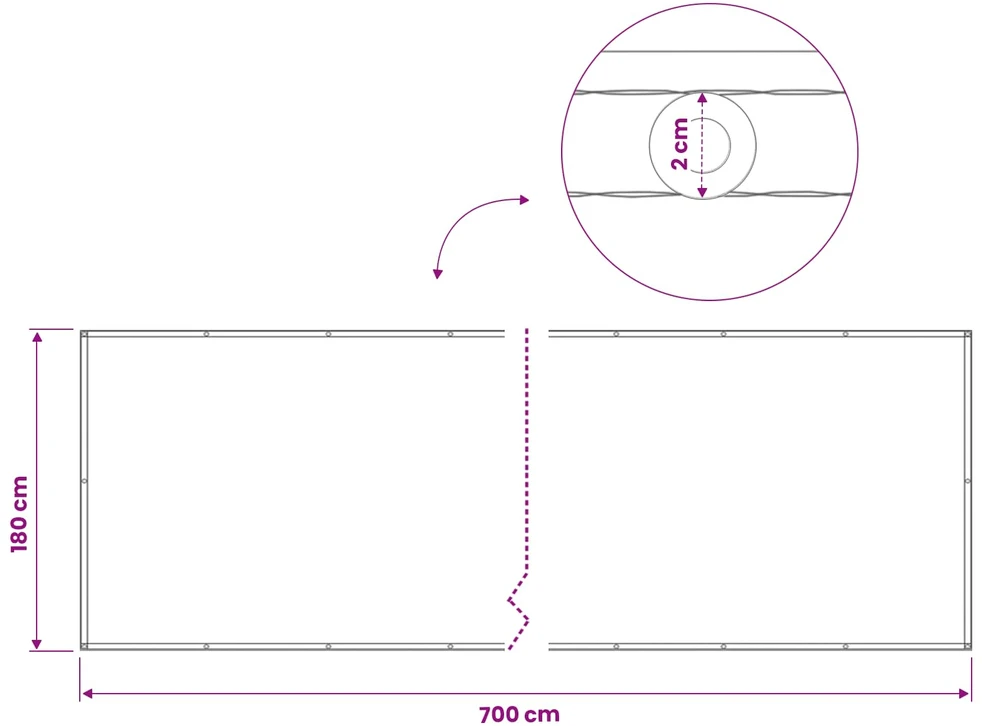 Balkono privatumo ekranas 180 x 700 cm Audinys su PU danga