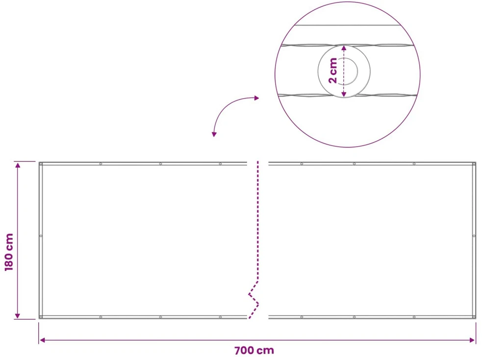 Balkono privatumo ekranas 180 x 700 cm Audinys su PU danga