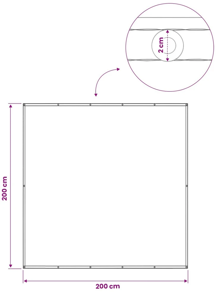 Balkono privatumo ekranas 200 x 200 cm Audinys su PU danga
