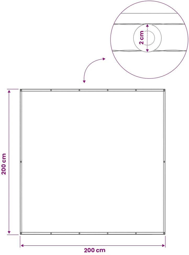 Balkono privatumo ekranas 200 x 200 cm Audinys su PU danga