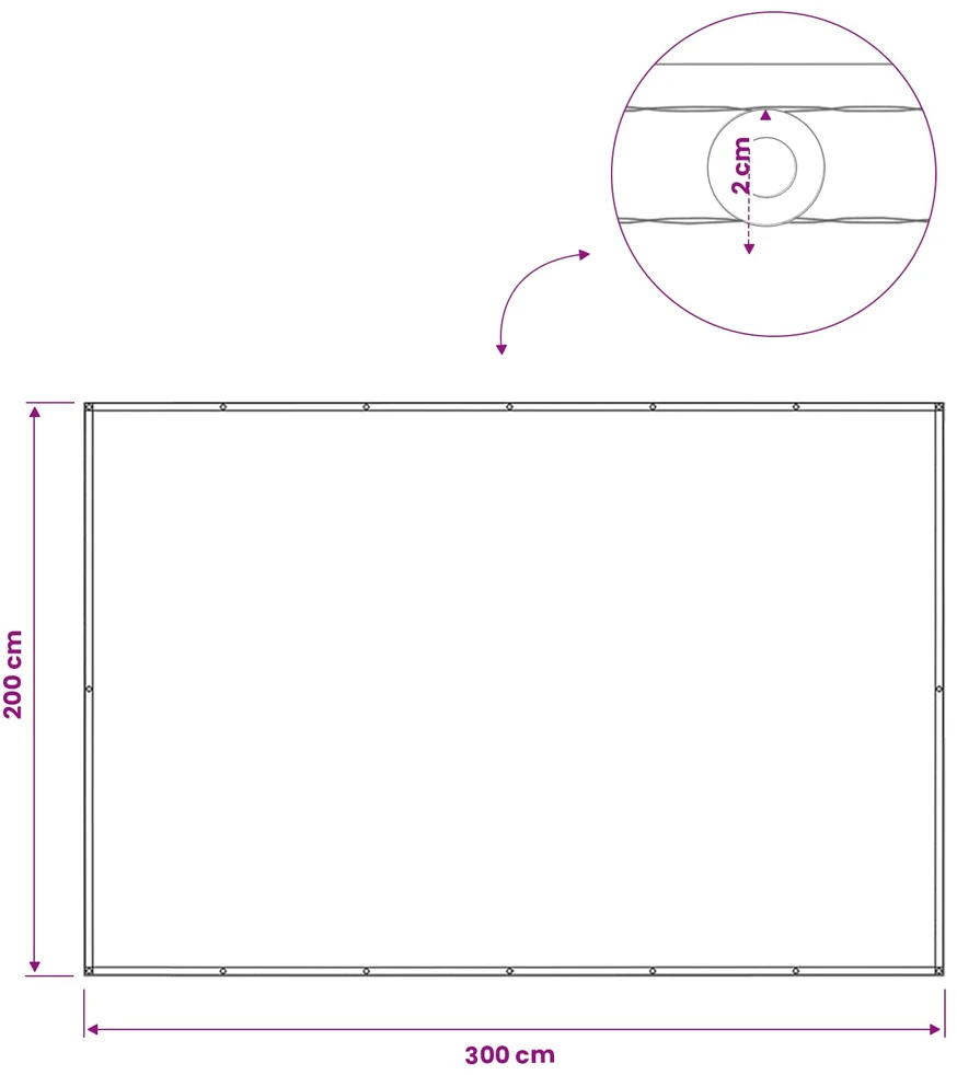 Balkono privatumo ekranas 200 x 300 cm Audinys su PU danga