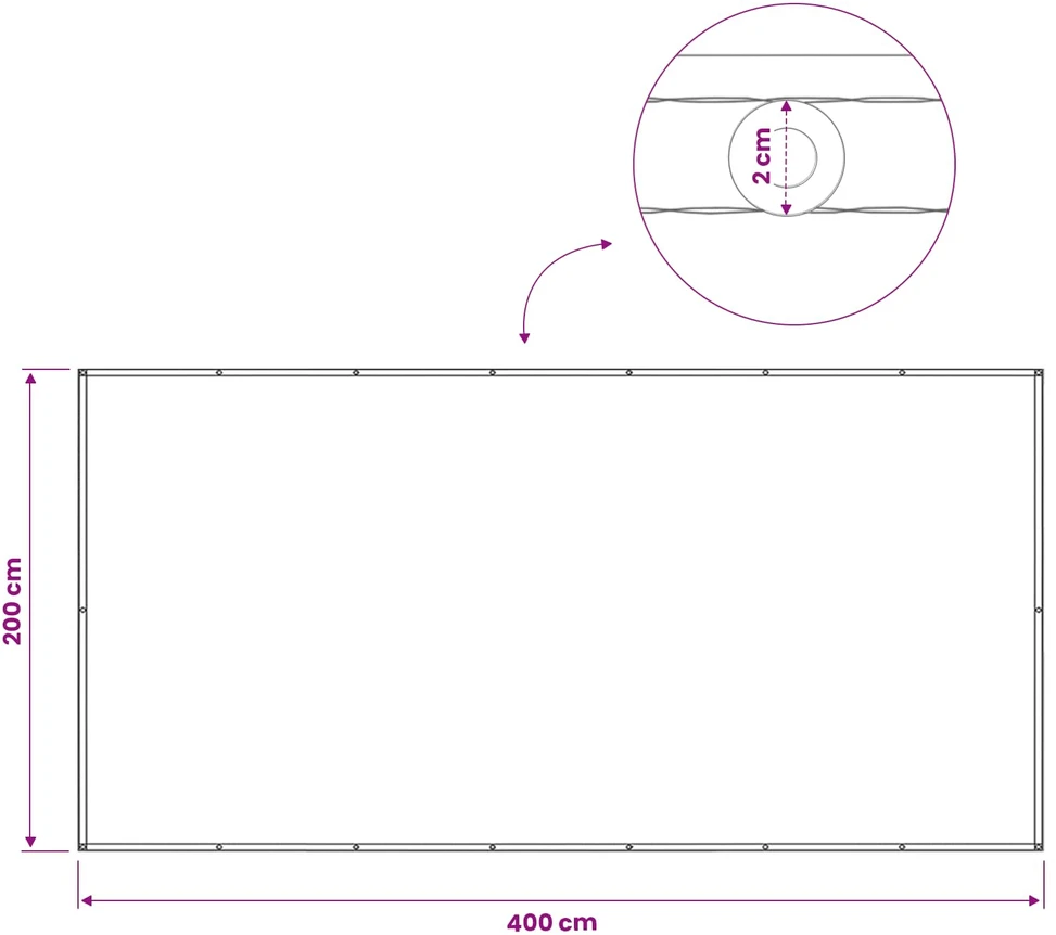 Balkono privatumo ekranas 200 x 400 cm Audinys su PU danga