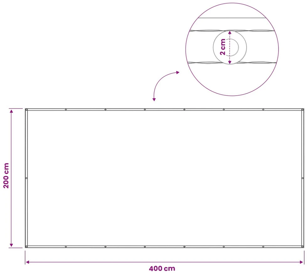 Balkono privatumo ekranas 200 x 400 cm Audinys su PU danga