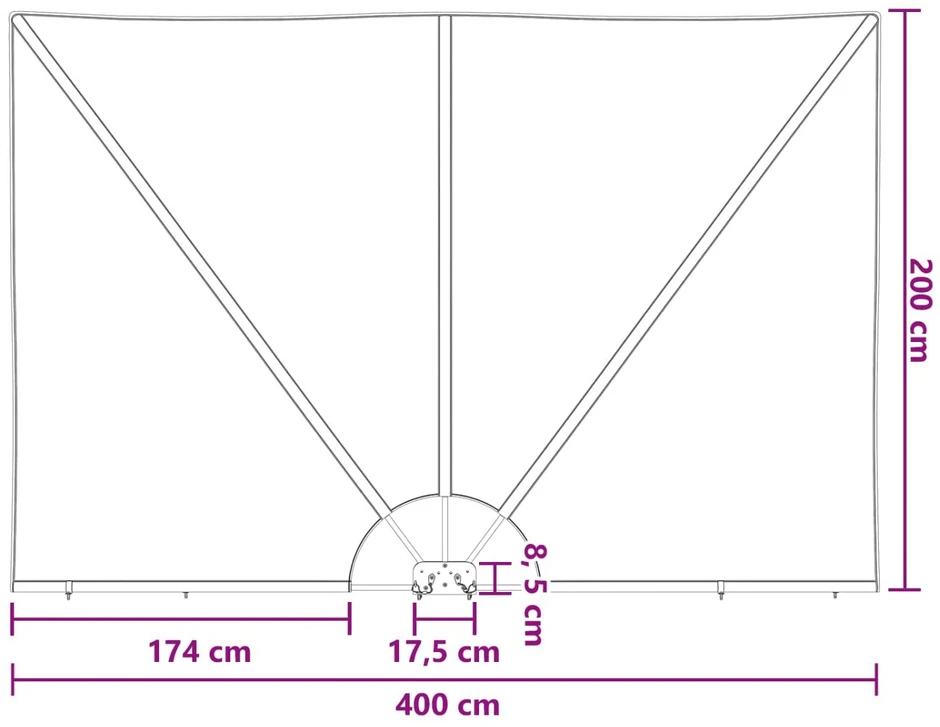 Balkono privatumo ekranas 200 x 400 cm Poliesteris Stačiakampio