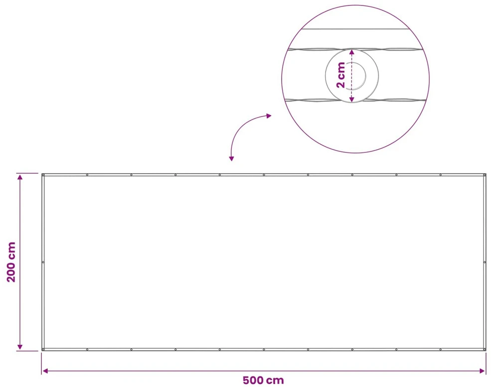 Balkono privatumo ekranas 200 x 500 cm Audinys su PU danga