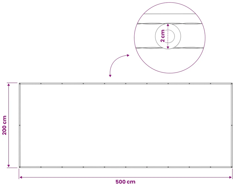Balkono privatumo ekranas 200 x 500 cm Audinys su PU danga