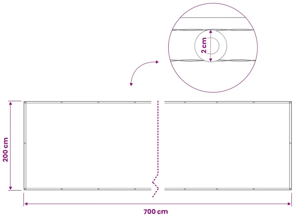Balkono privatumo ekranas 200 x 700 cm Audinys su PU danga