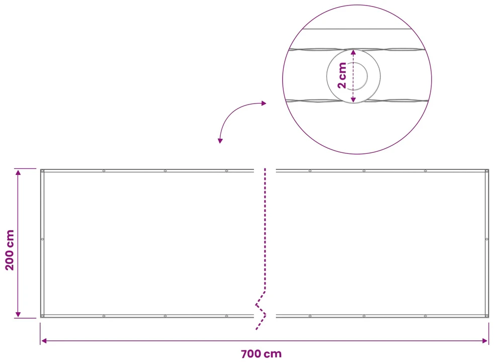 Balkono privatumo ekranas 200 x 700 cm Audinys su PU danga