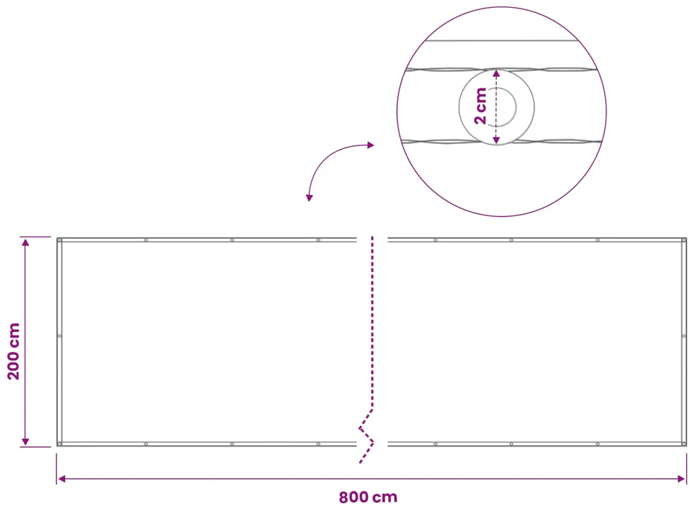 Balkono privatumo ekranas 200 x 800 cm Audinys su PU danga