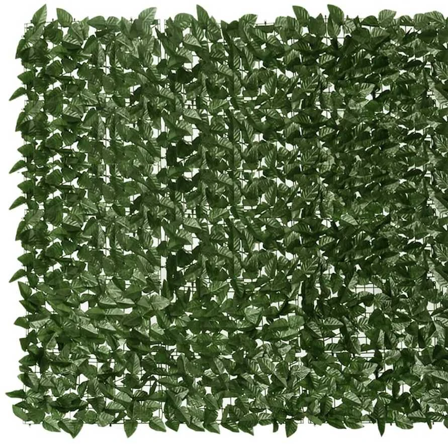 Balkono širma, 300x150cm, su tamsiai žaliais lapais