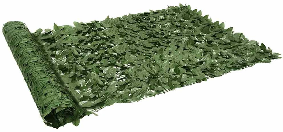 Balkono širma, 300x150cm, su tamsiai žaliais lapais