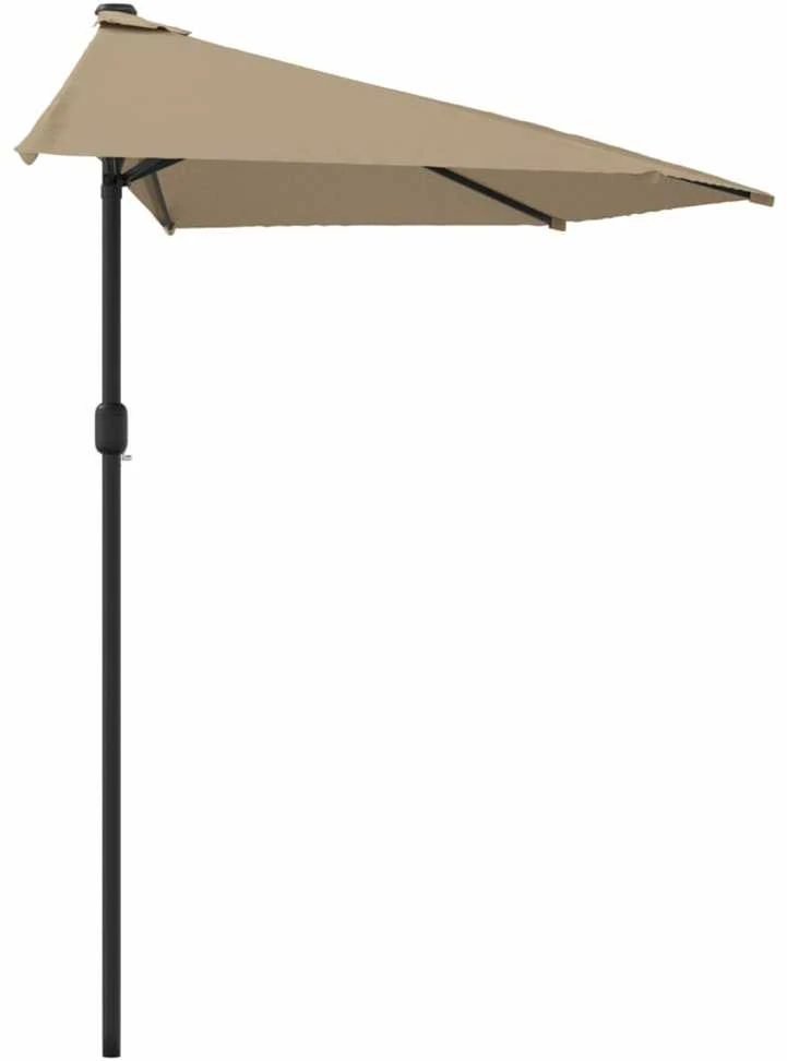 Balkono skėtis su aliuminio stulpu, taupe, 270x144cm, pusinis