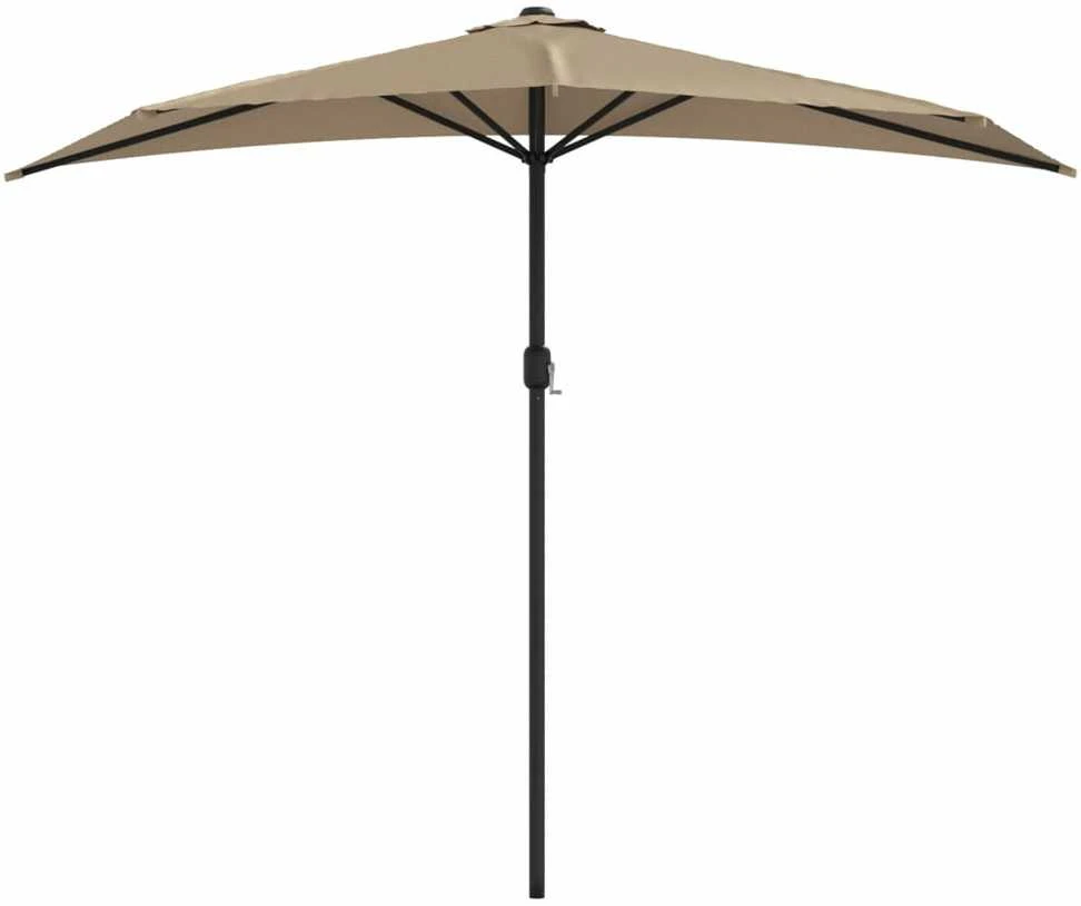Balkono skėtis su aliuminio stulpu, taupe, 270x144cm, pusinis