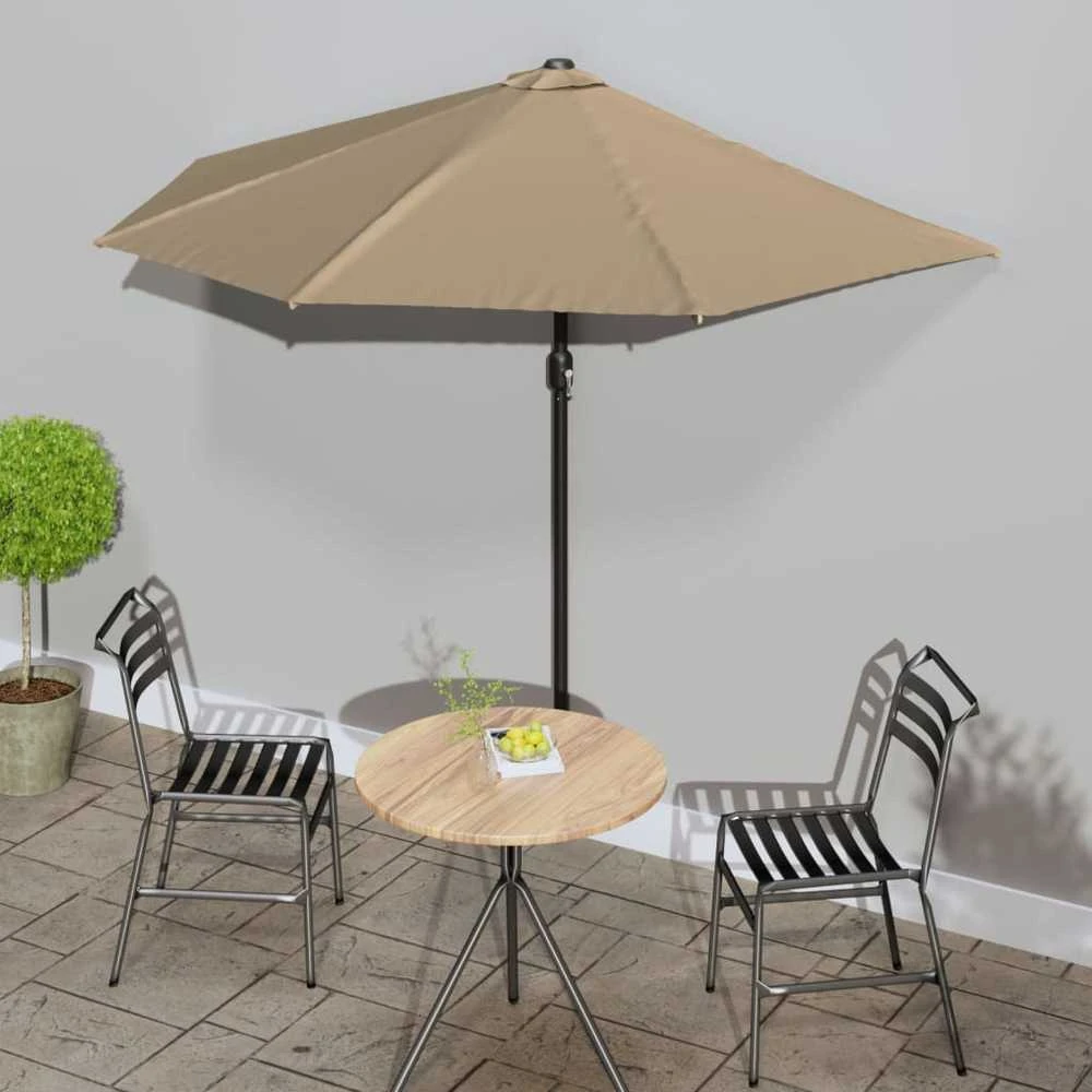 Balkono skėtis su aliuminio stulpu, taupe, 270x144cm, pusinis