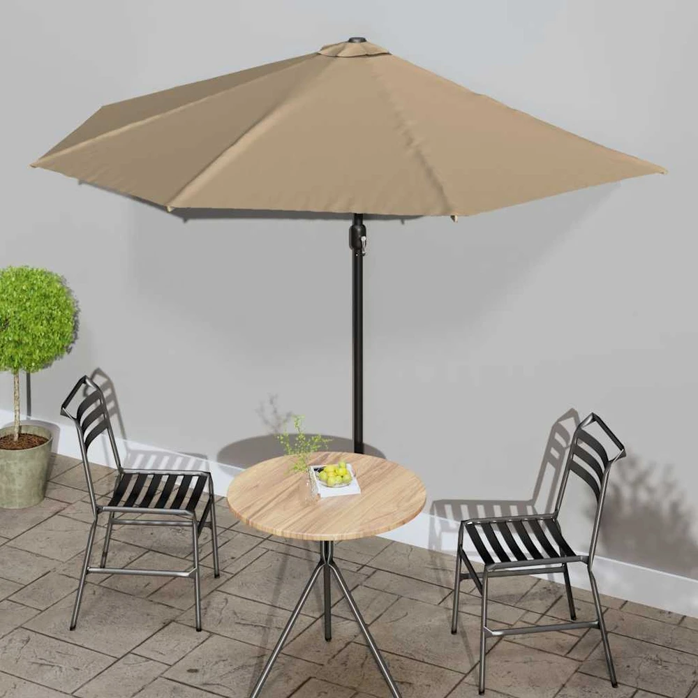 Balkono skėtis su aliuminio stulpu, taupe, 300x155cm, pusinis