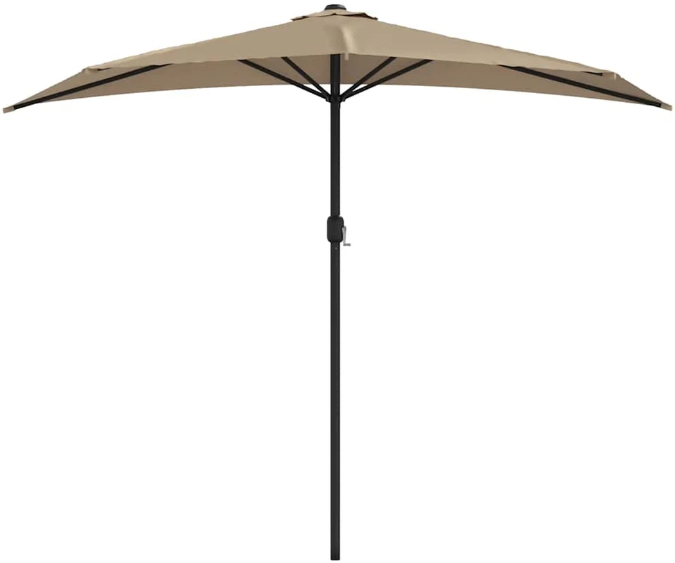 Balkono skėtis su aliuminio stulpu, taupe, 270x144cm, pusinis