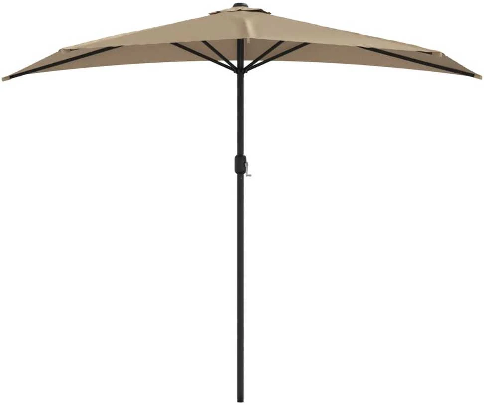 Balkono skėtis su aliuminio stulpu, taupe, 270x144cm, pusinis