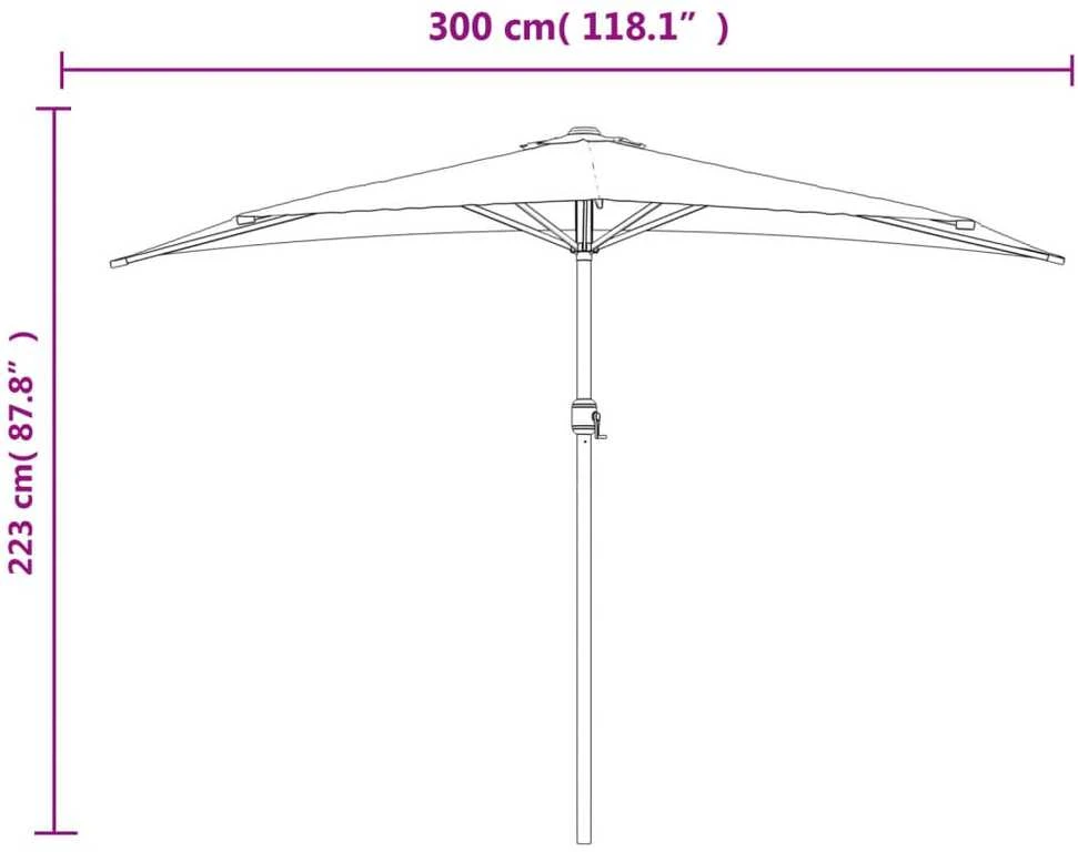 Balkono skėtis su aliuminiu stulpu, terakota, 300x155x223cm