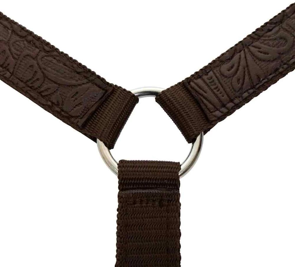 Balnas, galvos ir krūtinės dirželiai, tikra oda, 12", rudas