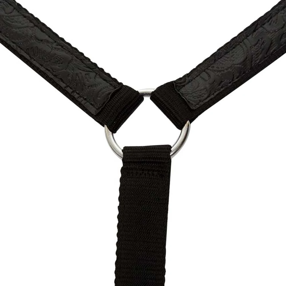 Balnas, galvos ir krūtinės dirželiai, tikra oda, 16", juodas