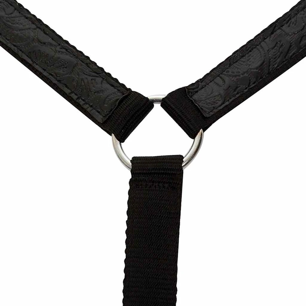 Balnas, galvos ir krūtinės dirželiai, tikra oda, 17", juodas