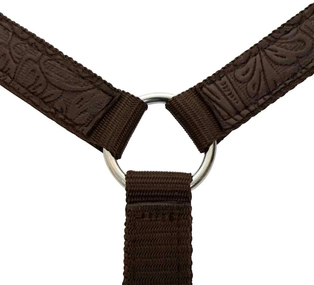 Balnas, galvos ir krūtinės dirželiai, tikra oda, 17", rudas