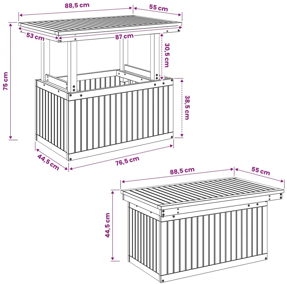 Balta 90 x 55 x 75/44,5 cm