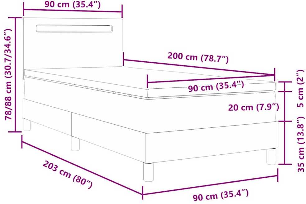 Kiemas lova su čiužiniu Balta 90 x 200 cm Dirbtinė oda