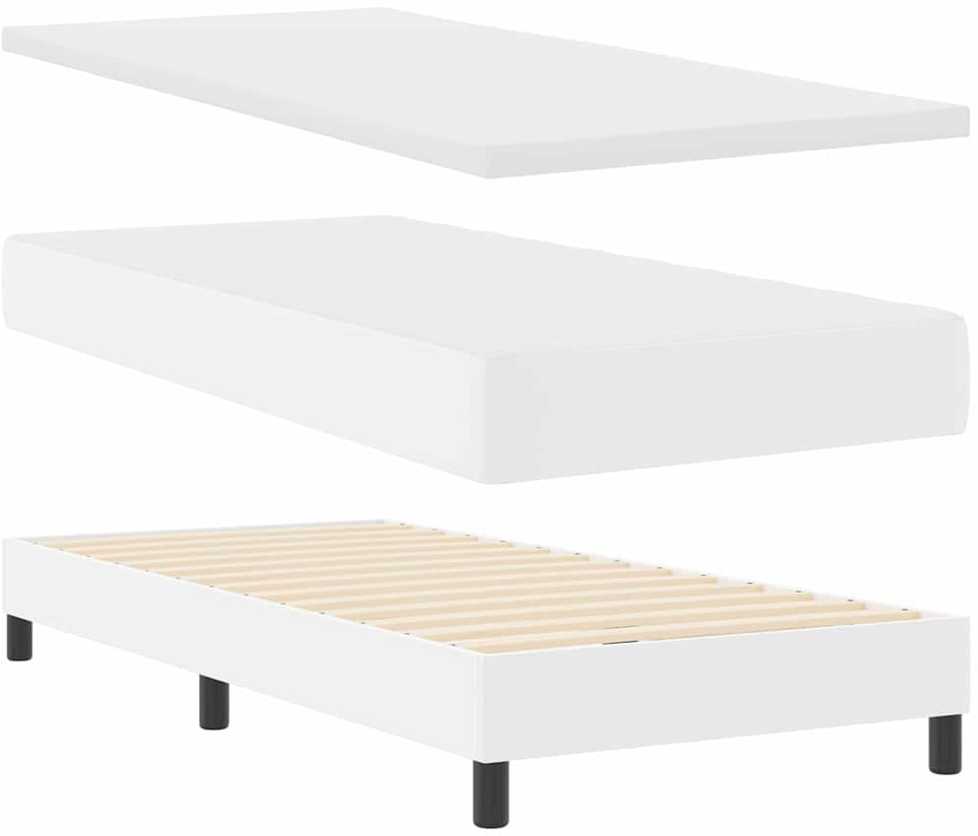 Kiemas lova su čiužiniu Balta 90 x 200 cm Dirbtinė oda