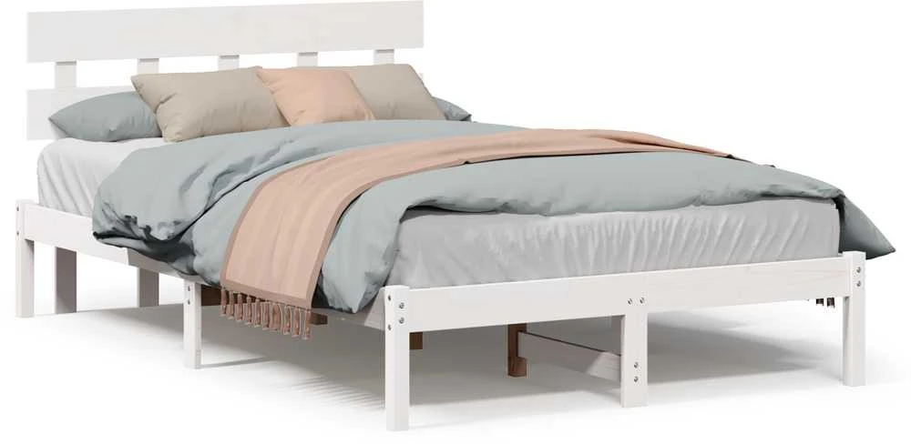 Lovos rėmas Balta 140 x 190 cm Pušies medienos masyvas