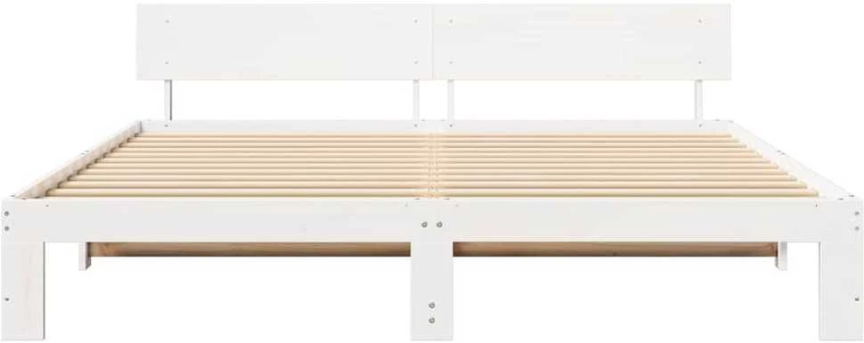 Lovos rėmas Balta 200 x 200 cm Kietos pušies mediena